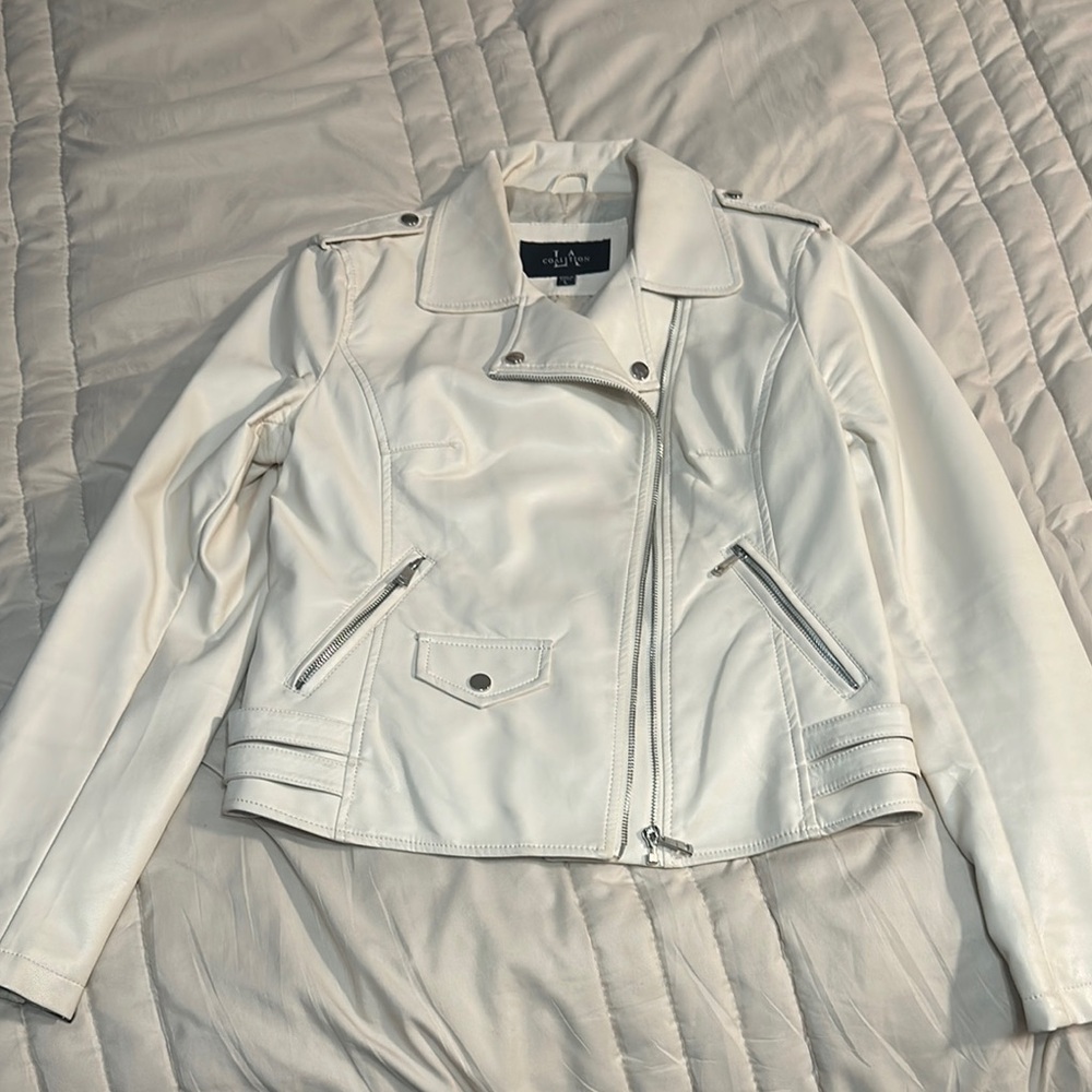Women's White Leather Jacket